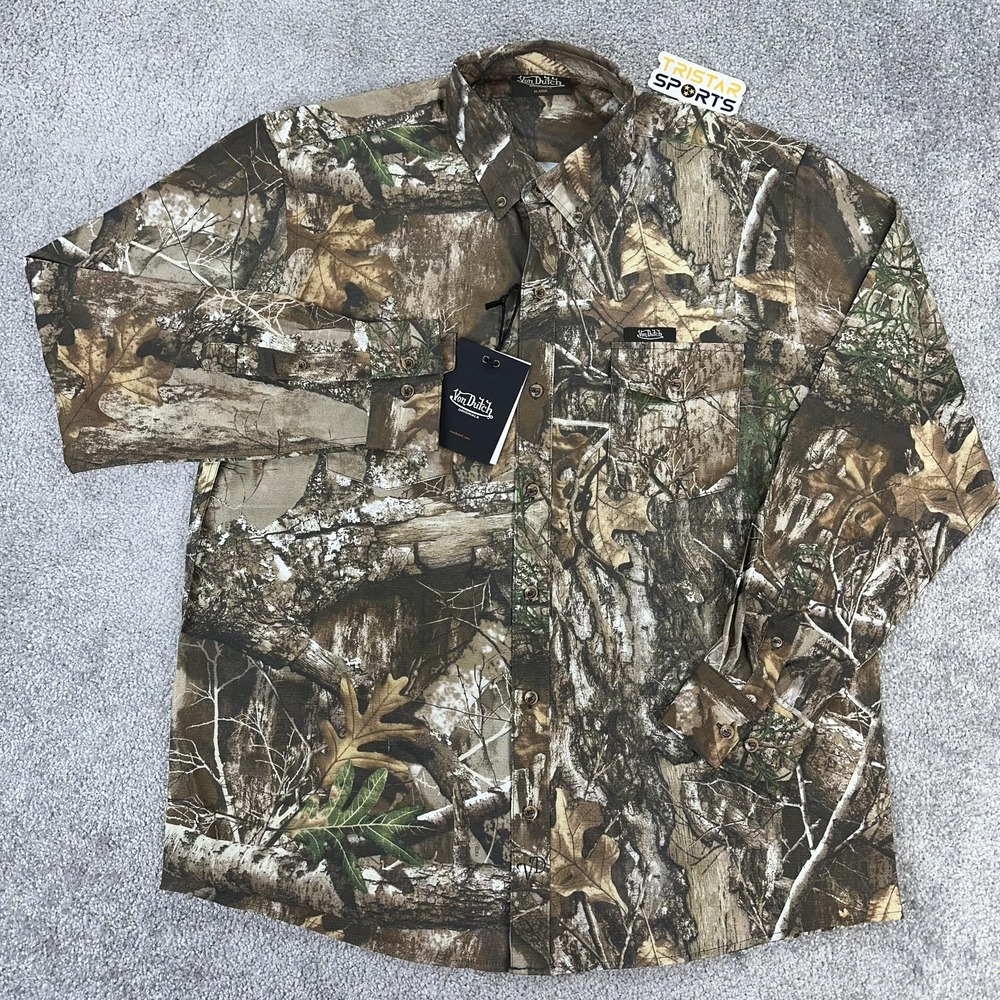 Von Dutch Originals Shirt Mens XL Camouflage Button Down Long Sleeve Camo